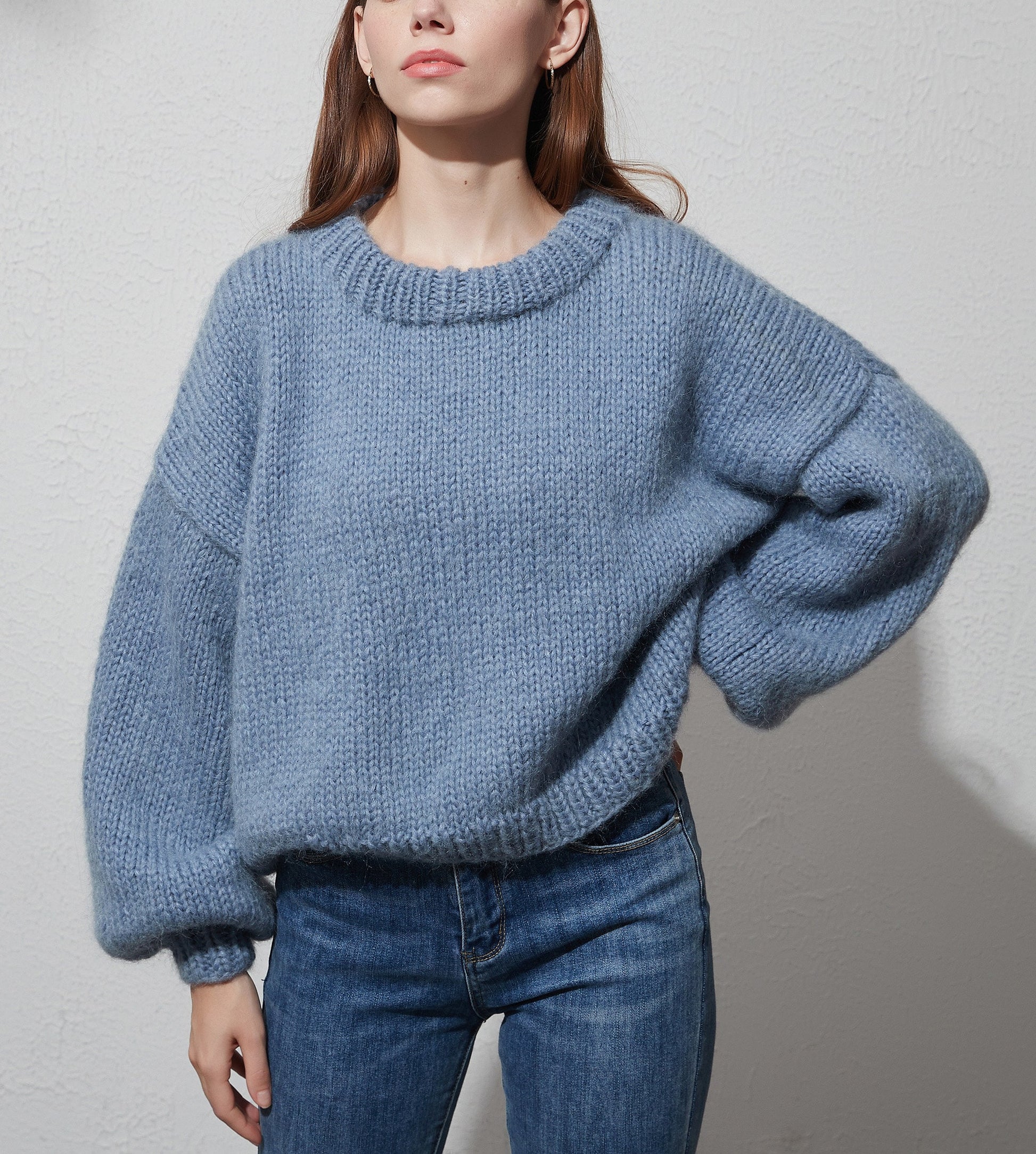 Women's Mohair Puff Sleeve Sweater