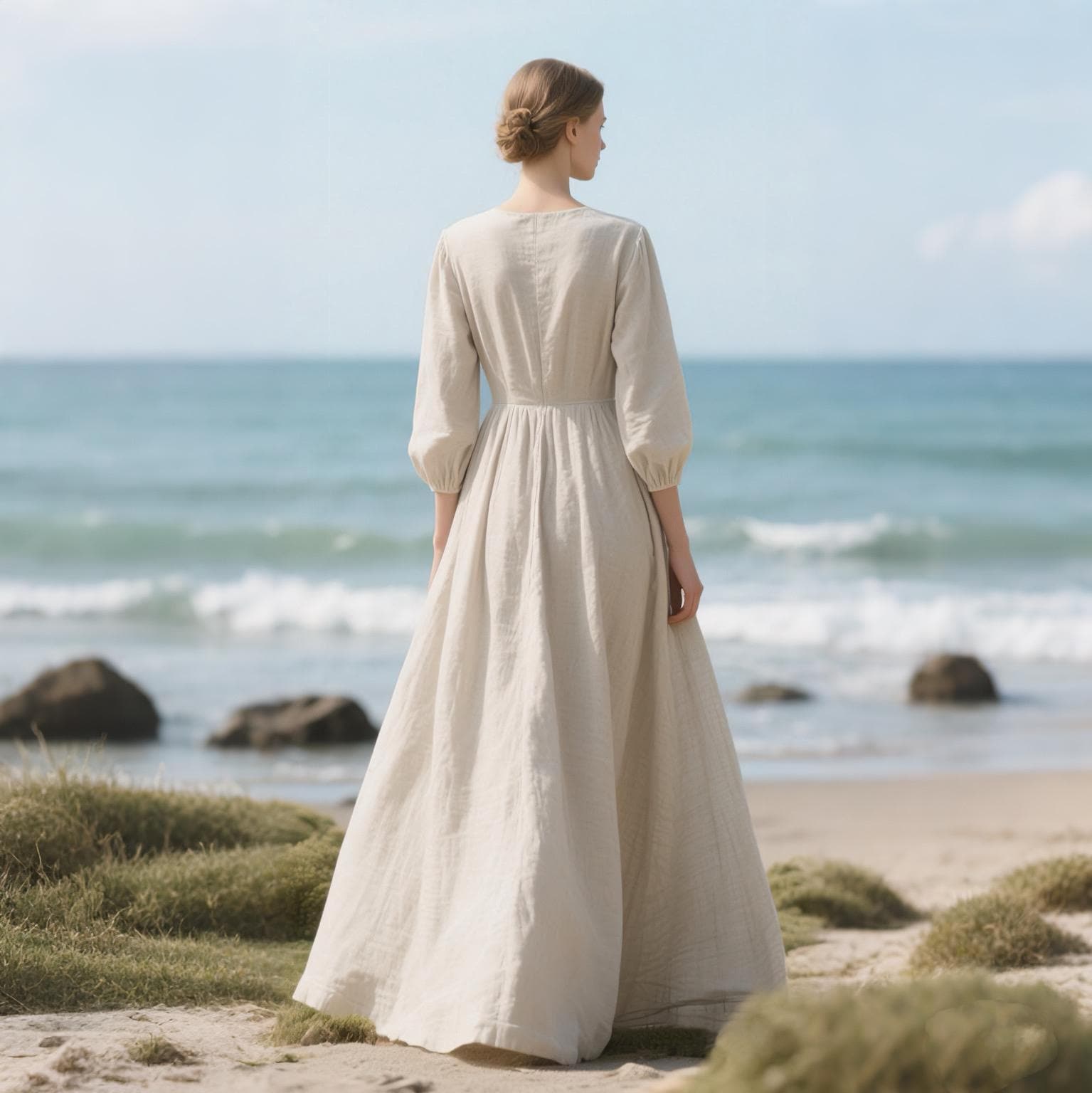 Women's Linen Kaftan Maxi Dress