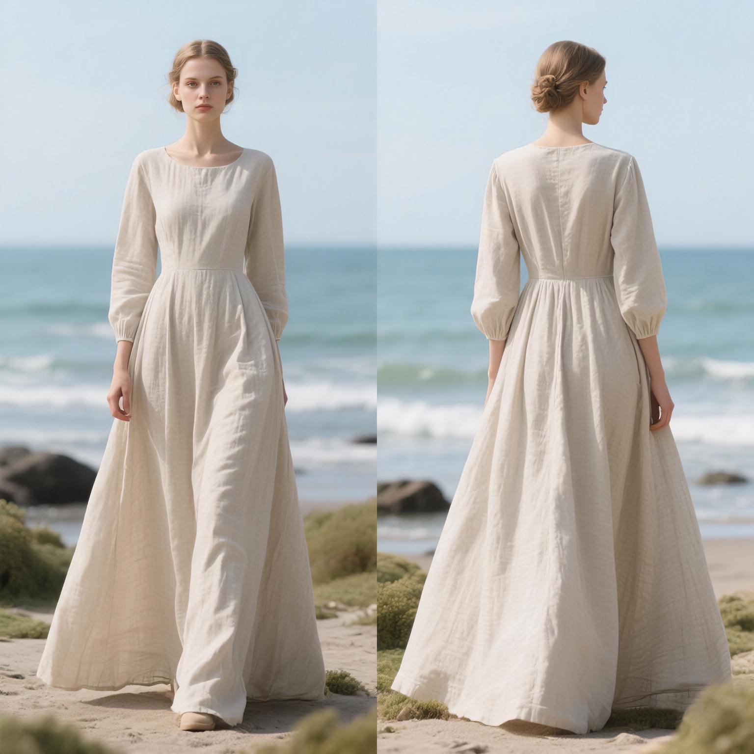Women's Linen Kaftan Maxi Dress