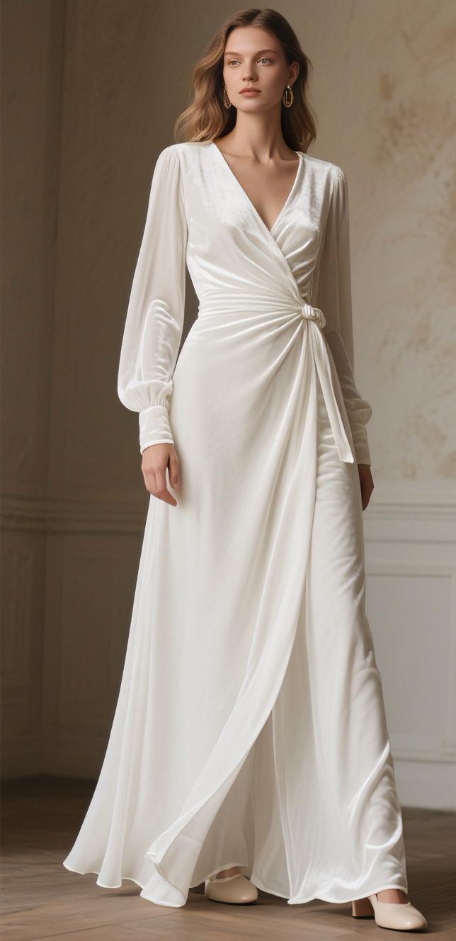 Women's Velvet Wrap Maxi Dress