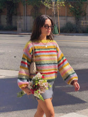 Women's Striped Oversized Knit Sweater