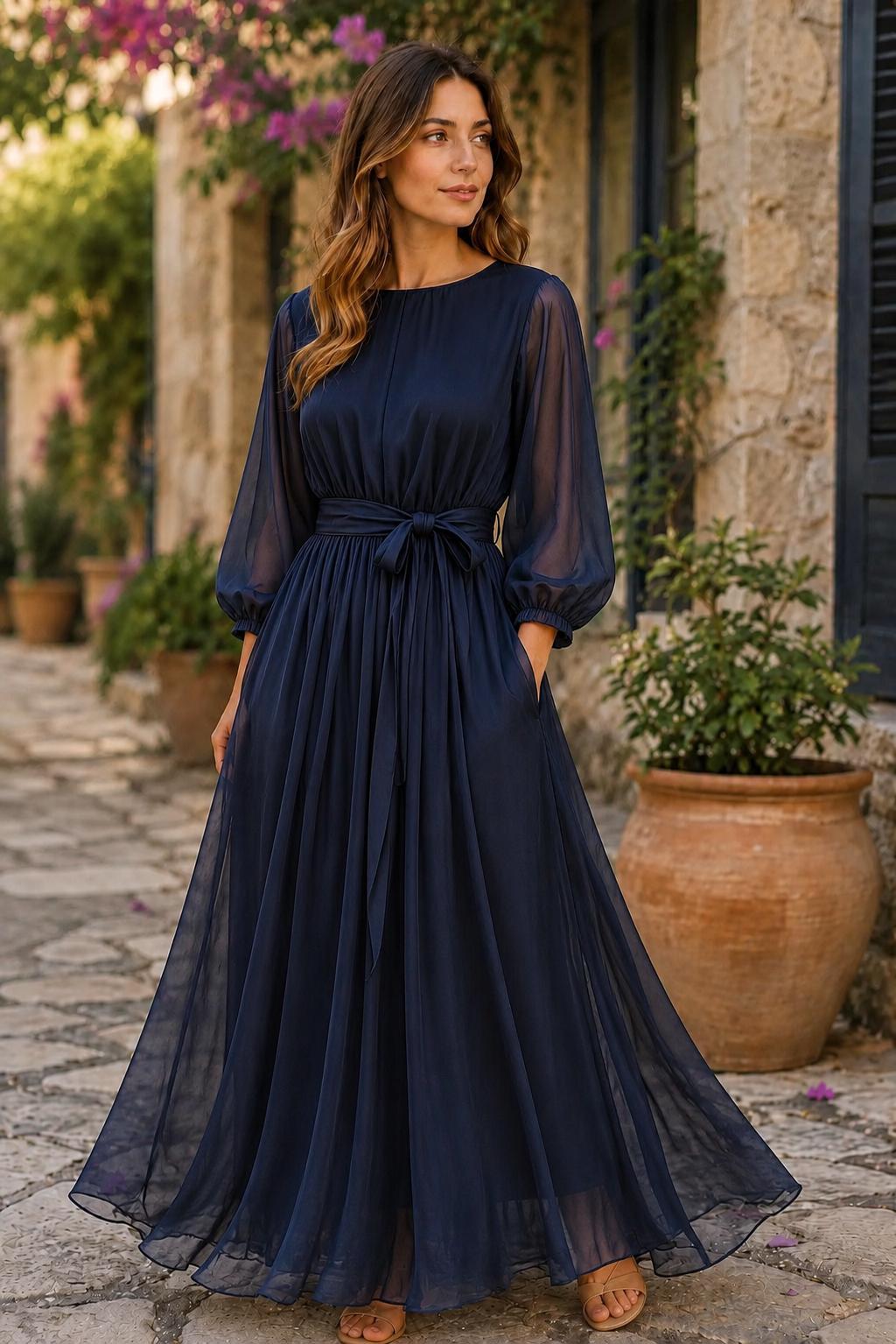 Women's Vintage Neckline Evening Dress in Tulle