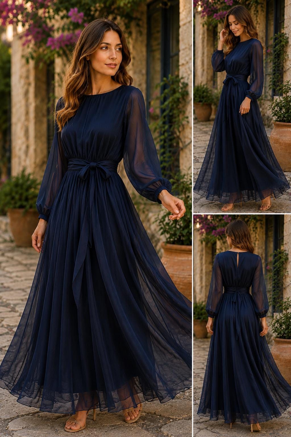 Women's Vintage Neckline Evening Dress in Tulle