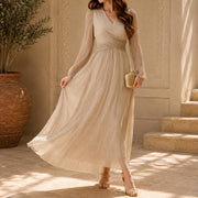Women's Vintage Neckline Evening Dress with Ruching