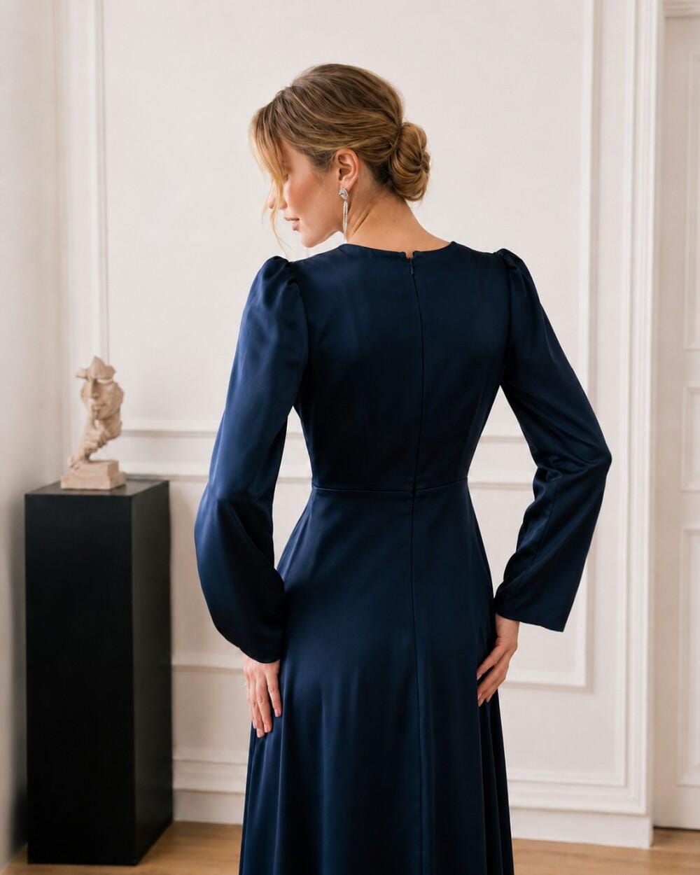 Women's Satin V Neck Evening Gown