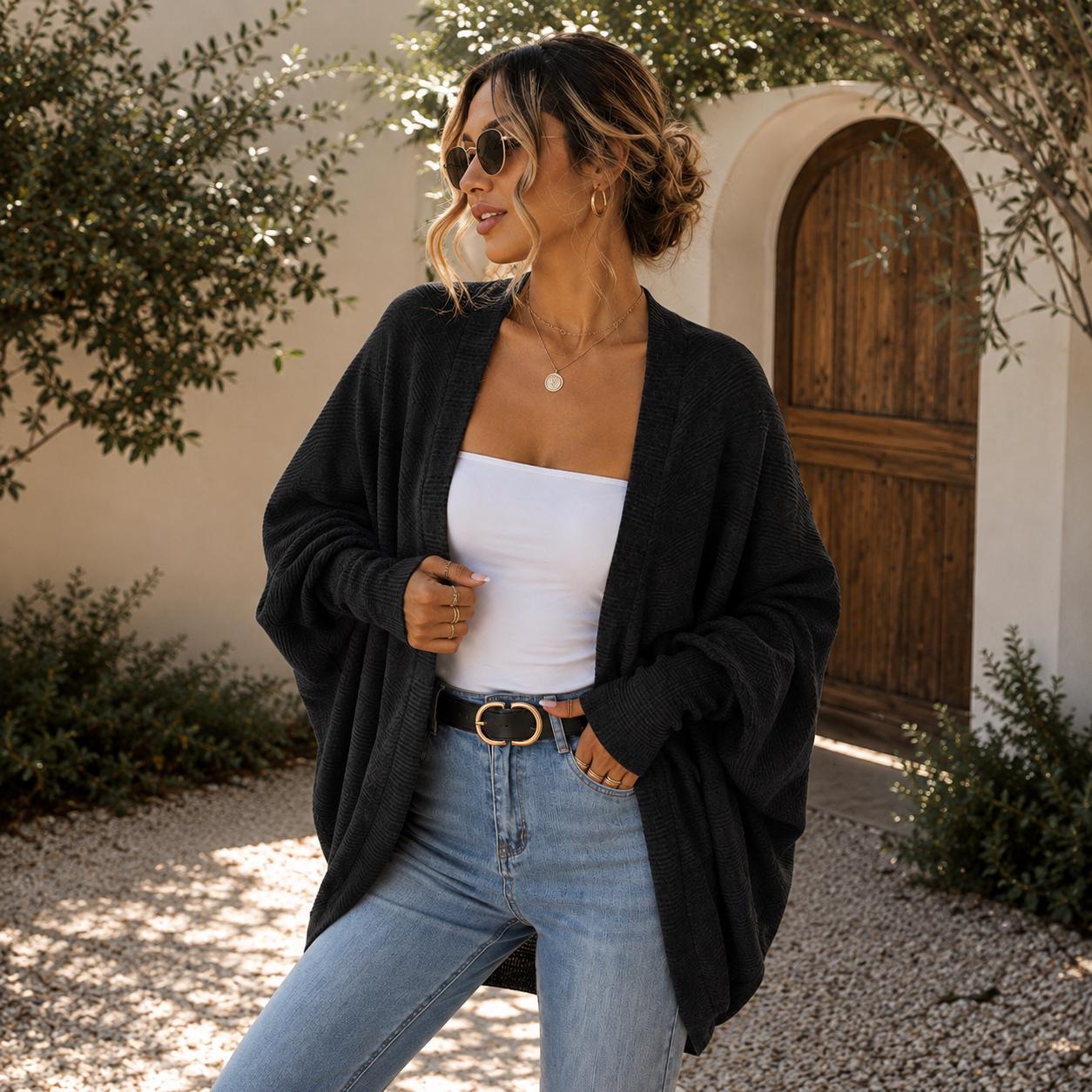 Women's Open Front Oversized Cardigan