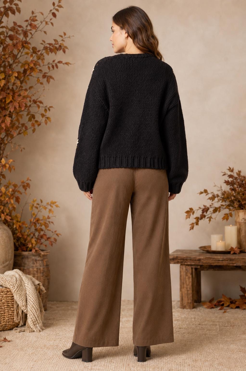 Women's Chunky Knit Embroidered Cardigan