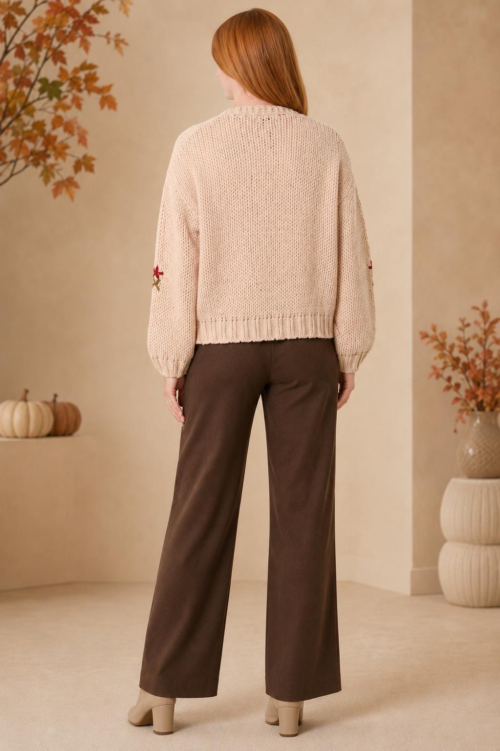 Women's Chunky Knit Embroidered Cardigan