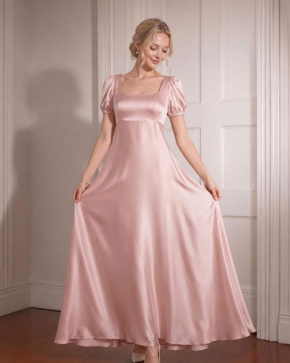 Women's Puff Sleeve Formal Maxi Dress