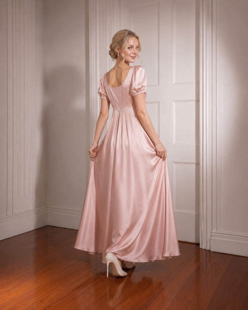 Women's Puff Sleeve Formal Maxi Dress