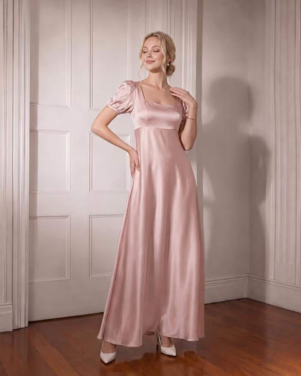 Women's Puff Sleeve Formal Maxi Dress