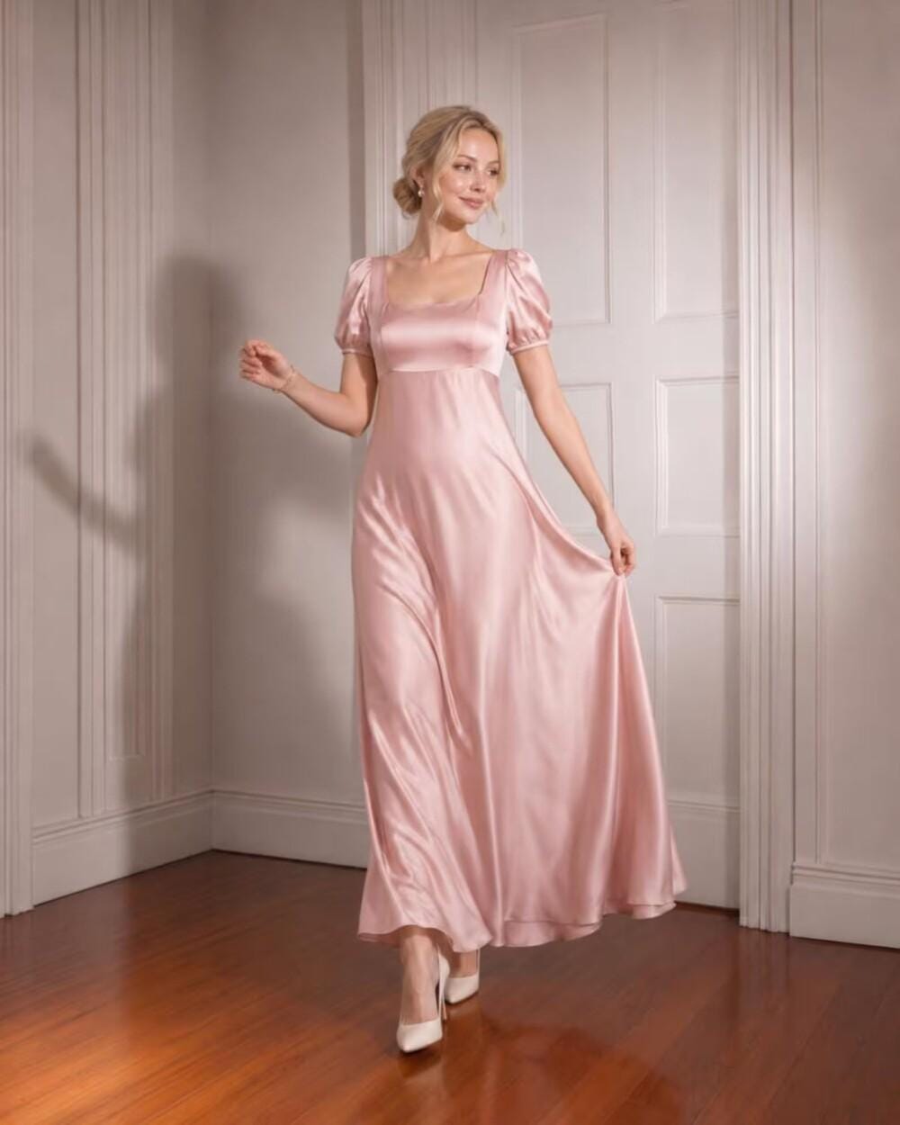 Women's Puff Sleeve Formal Maxi Dress