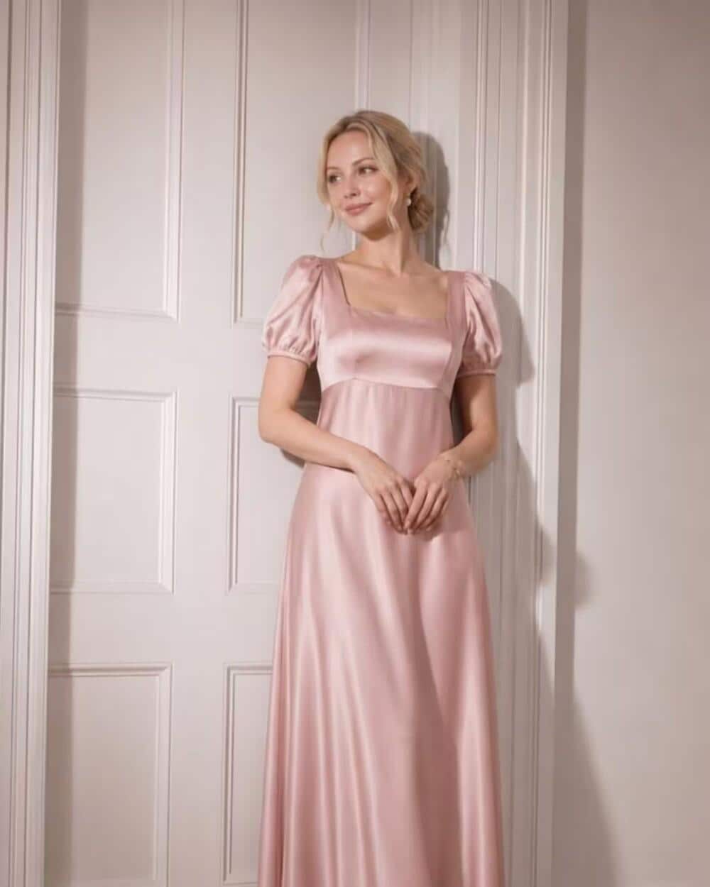 Women's Puff Sleeve Formal Maxi Dress