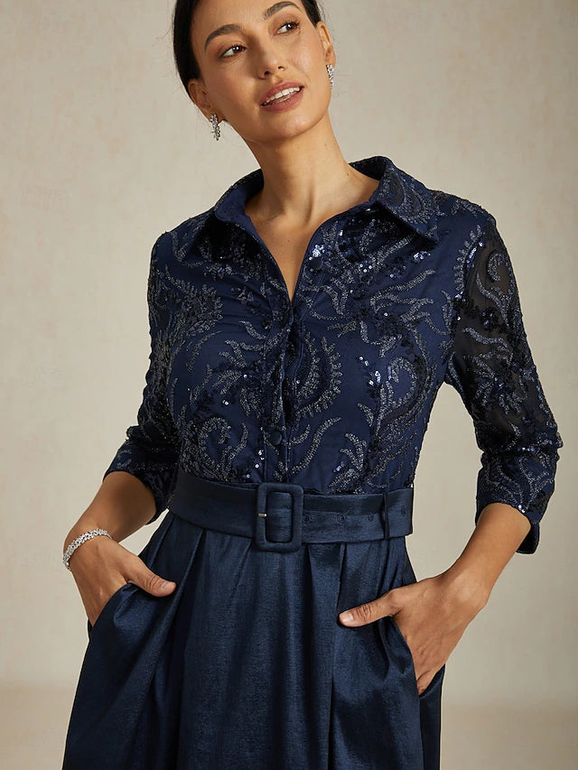 Women's Vintage Neckline Evening Dress in Paisley