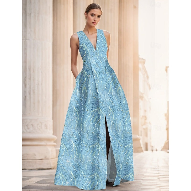 Women's Vintage Neckline Evening Dress in Jacquard