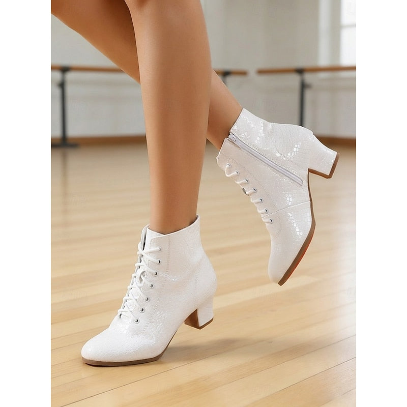 Women's Croc Print Lace Up Booties