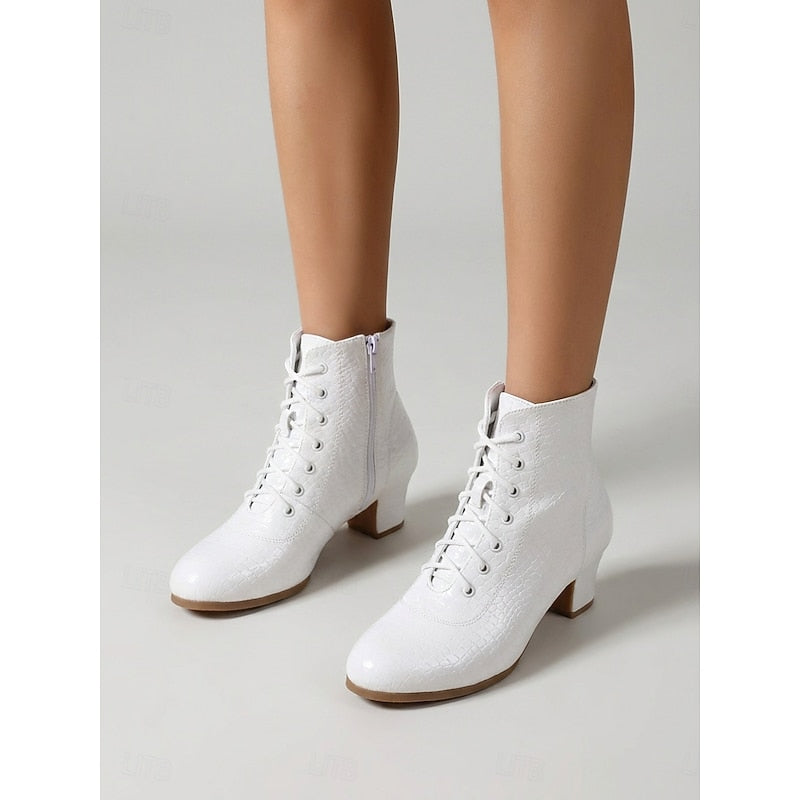 Women's Croc Print Lace Up Booties