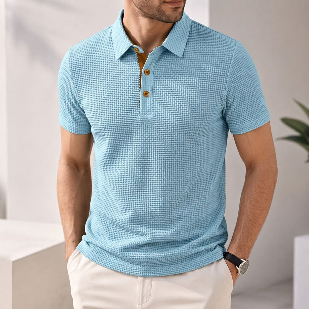 Men's Basketweave Spandex Blend Polo Shirt