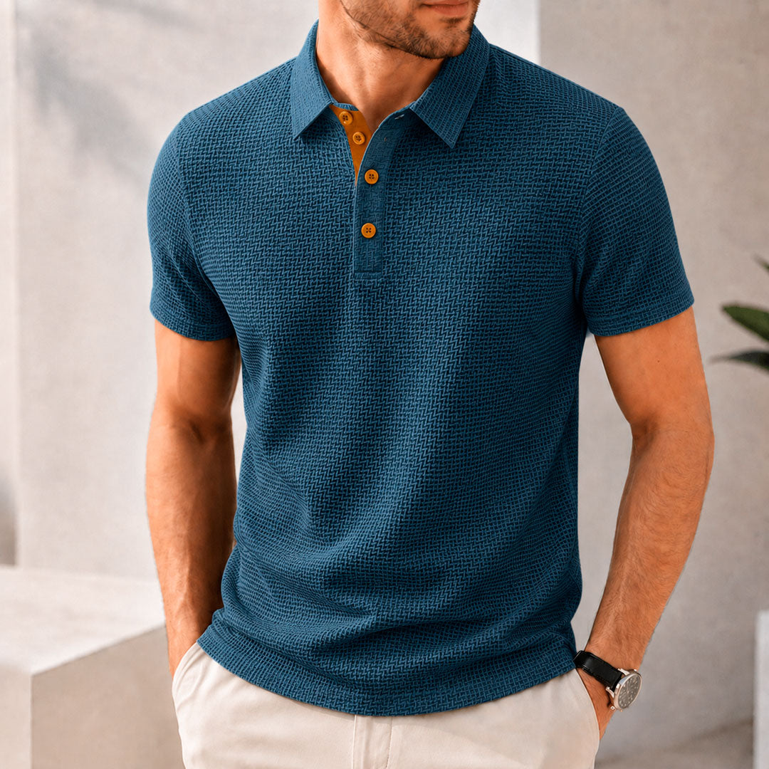 Men's Basketweave Spandex Blend Polo Shirt