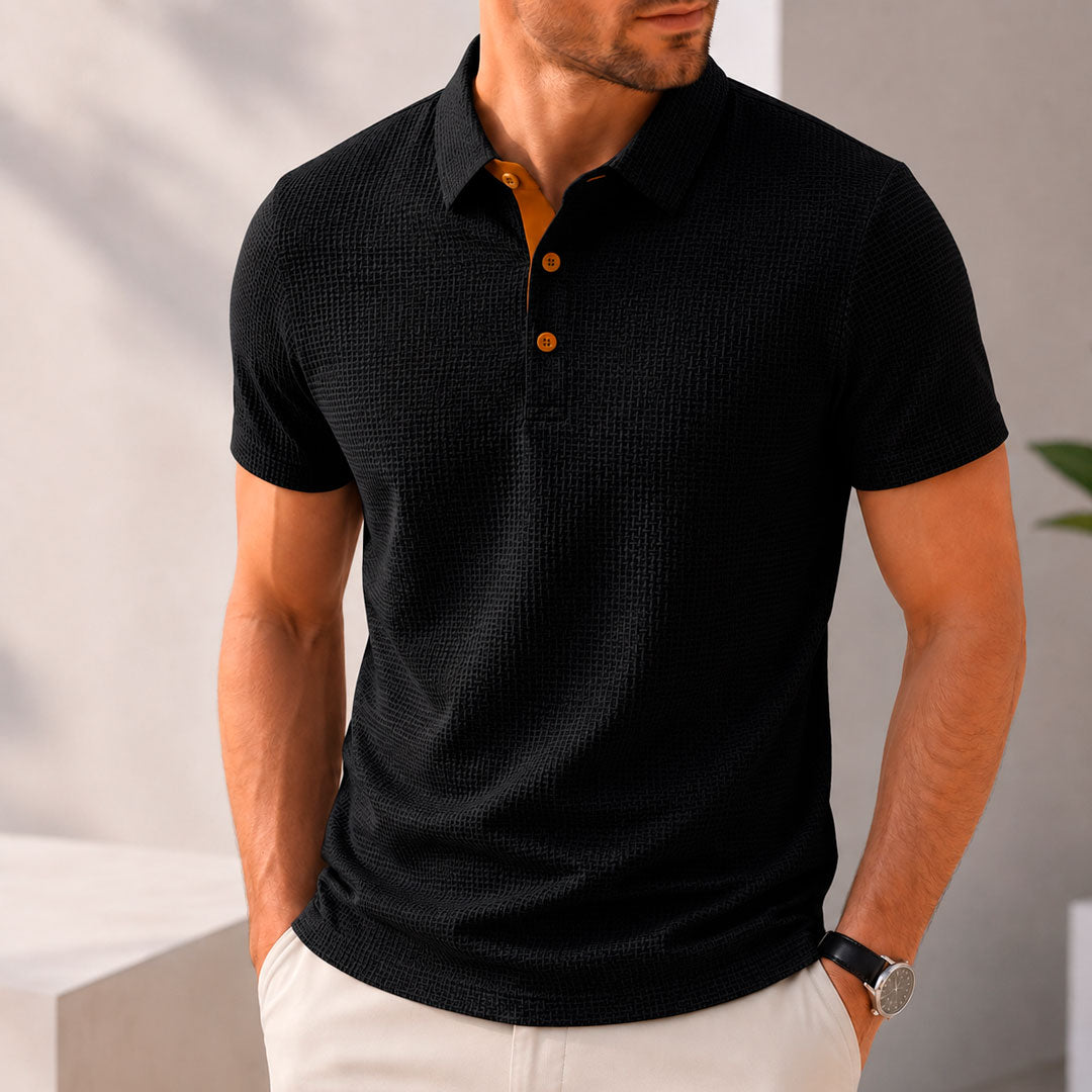 Men's Basketweave Spandex Blend Polo Shirt
