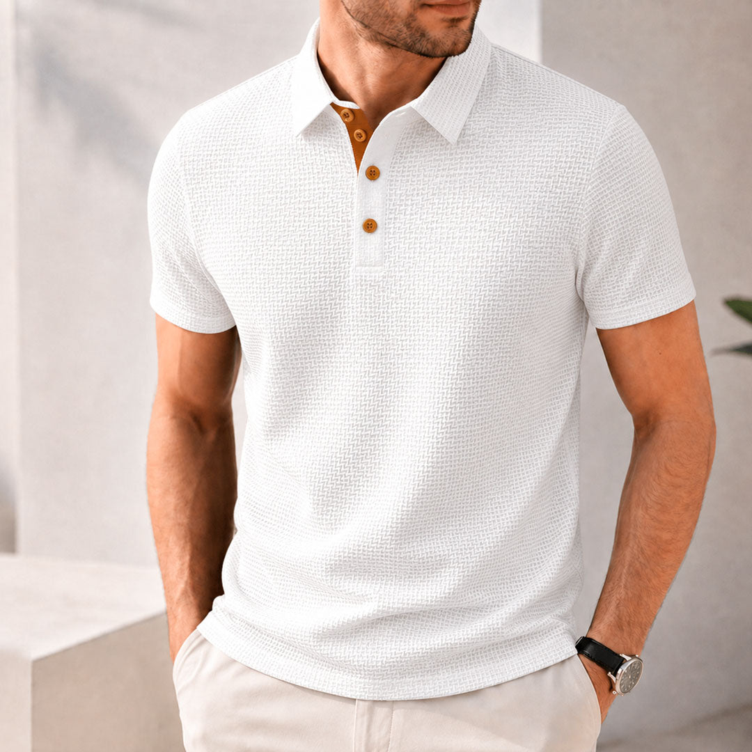 Men's Basketweave Spandex Blend Polo Shirt