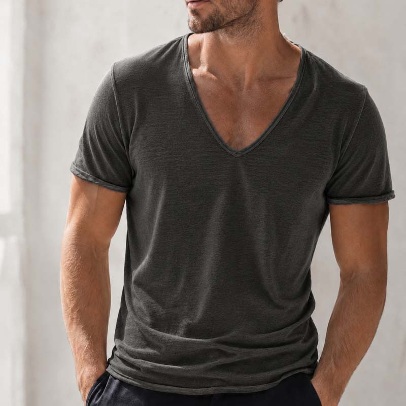 Men's Slub Cotton V-Neck T-Shirt