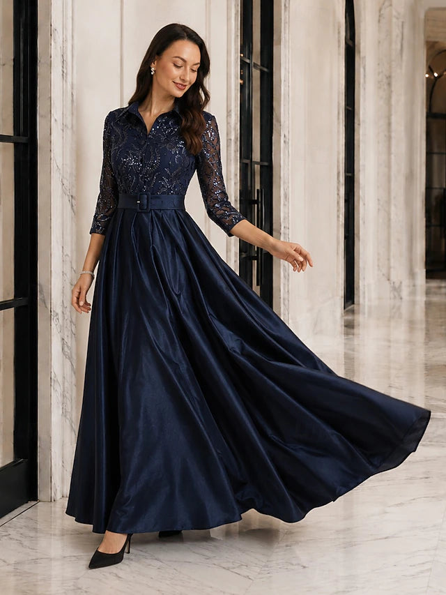 Women's Vintage Neckline Evening Dress in Paisley