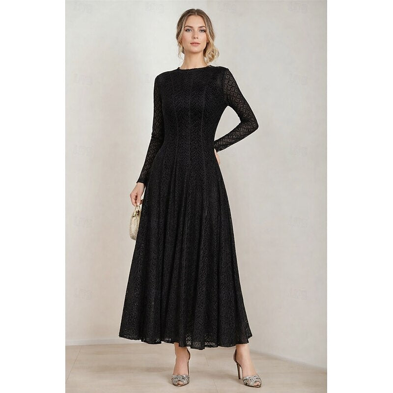 Women's Vintage Neckline Evening Dress with Embroidery