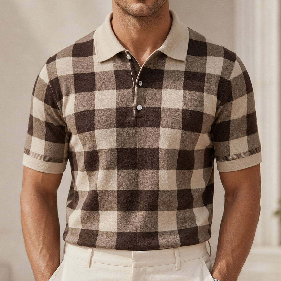 Men's Mixed Print Short Sleeve Polo Shirt