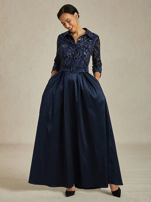 Women's Vintage Neckline Evening Dress in Paisley