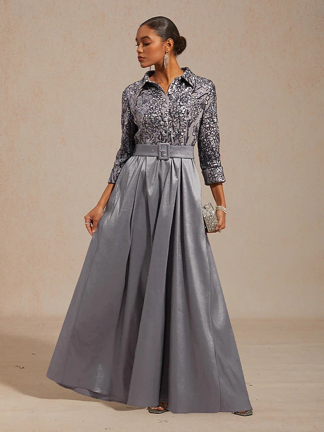 Women's Vintage Neckline Evening Dress in Paisley